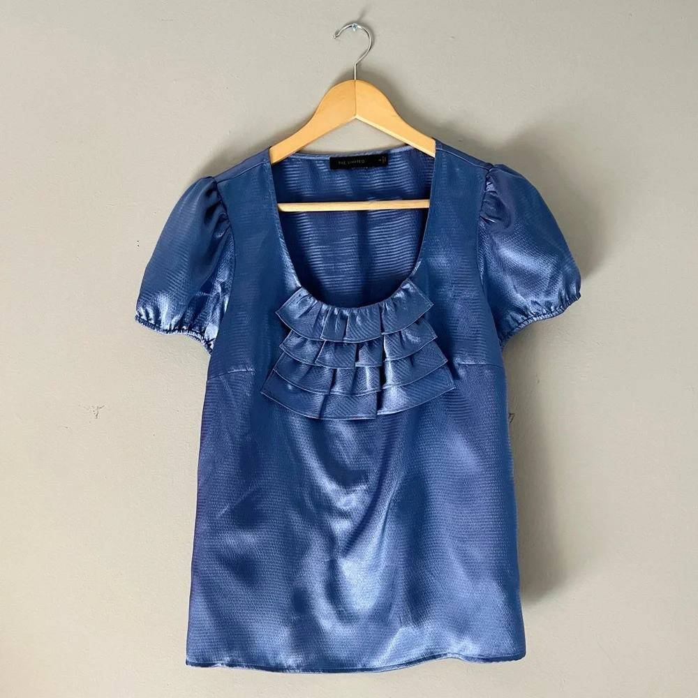 Satin Cascade Ruffle Top - Picture 1 of 4